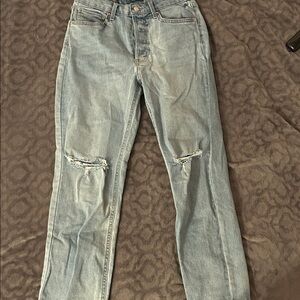 wild fable Light Blue Distressed Straight Leg Jeans